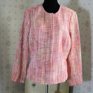 Talbots Pink Bouclé Peplum Blazer, Size 14